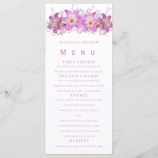 Romantische Belladonna Lelie Menu (Voorkant)