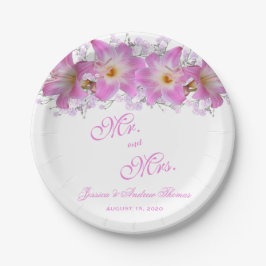 Romantische Belladonna Lelies Bruiloft Papieren Bordje
