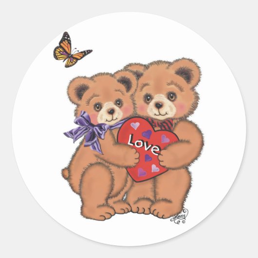 Romantische Beren Ronde Sticker (Voorkant)