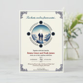 Romantische berg avontuur bruiloft uitnodiging (Staand voorkant)