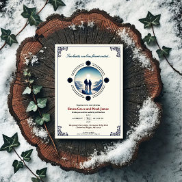 Romantische berg avontuur bruiloft uitnodiging