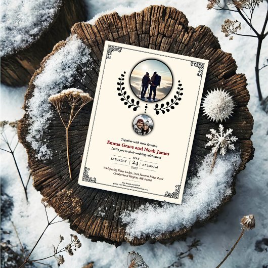 Romantische berg avontuur bruiloft uitnodiging