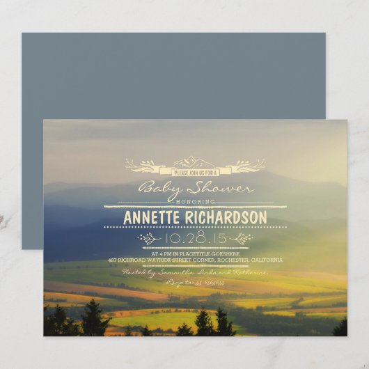 Romantische Bergen Baby Douche Uitnodigingen (Voorkant / Achterkant)