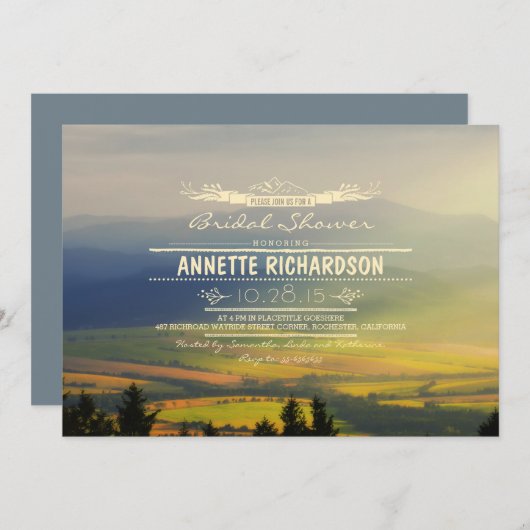 Romantische Bergen Bruids Douche Uitnodigingen (Voorkant / Achterkant)