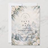 Romantische bergwinterhuwelijk save the date (Voorkant)