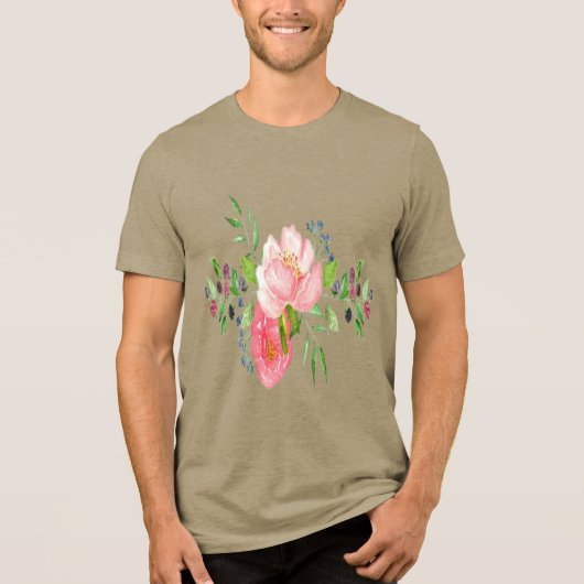 Romantische bes bloemenslingers Tri-Blend shirt (Voorkant)