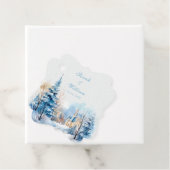 Romantische besneeuwde winterkerk bruiloft gunst L Bedankjes Labels (In situ)