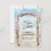 Romantische Bestemming Strand Bruiloft Save the Da Kaart (Voorkant)