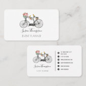 Romantische  Bicycle Flowers Event Planner Visitekaartje (Voorkant / Achterkant)