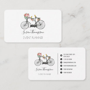 Romantische  Bicycle Flowers Event Planner Visitekaartje