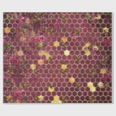 -Romantische bijen Floral-Bourgogne Cadeaupapier (Vlak)