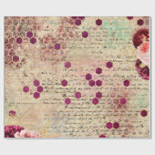 -Romantische bijen Floral-Bourgogne Cadeaupapier (Vlak)