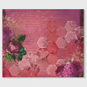 -Romantische bijen Floral-Bourgogne Cadeaupapier (Vlak)