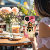 Romantische Bijen, Roze Bloemen & Antiek Papyrus P Case-Mate iPhone Case