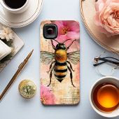 Romantische Bijen, Roze Bloemen & Antiek Papyrus P Case-Mate iPhone Case