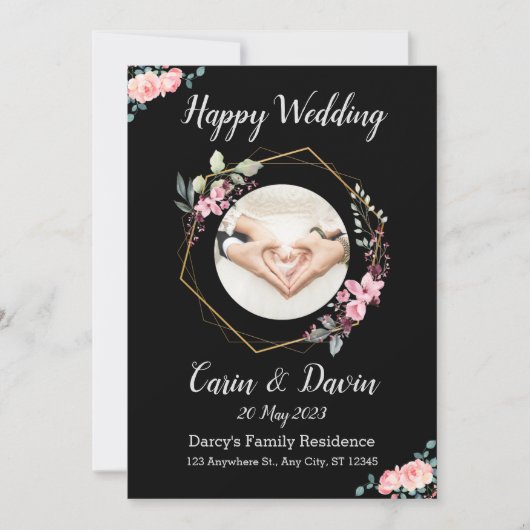 Romantische Black Calligraphy All Trouw uitnodigin Kaart (Voorkant)