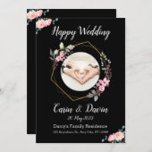 Romantische Black Calligraphy All Trouw uitnodigin Kaart (Voorkant / Achterkant)