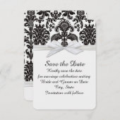 Romantische Black&White Damask Bewaar de datum Save The Date (Voorkant / Achterkant)