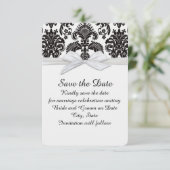 Romantische Black&White Damask Bewaar de datum Save The Date (Staand voorkant)