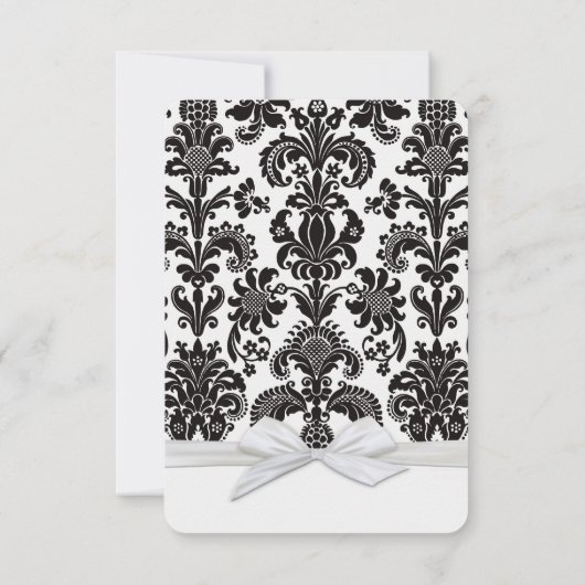 Romantische Black&White Damask Bewaar de datum Save The Date (Achterkant)
