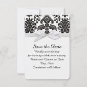 Romantische Black&White Damask Bewaar de datum Save The Date (Voorkant)
