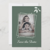 Romantische bladeren Bewaar de datum Foto uitnodig Kaart (Voorkant)