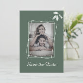 Romantische bladeren Bewaar de datum Foto uitnodig Kaart (Staand voorkant)