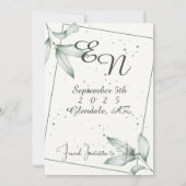 Romantische bladeren Bewaar de datum Foto uitnodig Kaart (Achterkant)