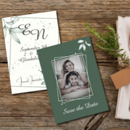 Romantische bladeren Bewaar de datum Foto uitnodig Kaart