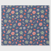 Romantische bladeren en bloemen cadeaupapier (Vlak)