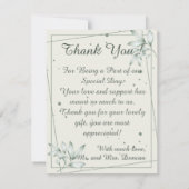 Romantische bladeren fotosjabloon bruiloft dank u save the date (Achterkant)