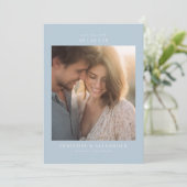Romantische Blau Minimalistische Foto Save The Date (Staand voorkant)