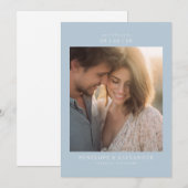 Romantische Blau Minimalistische Foto Save The Date (Voorkant / Achterkant)