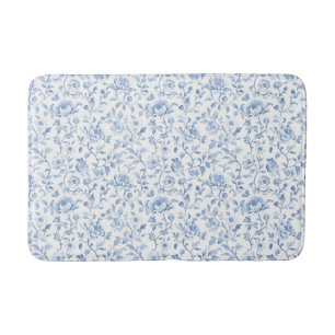 Romantische Blau Witte Bloemen Badmat