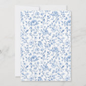 Romantische Blau-Witte Bloemige Bruiloft Kaart (Achterkant)
