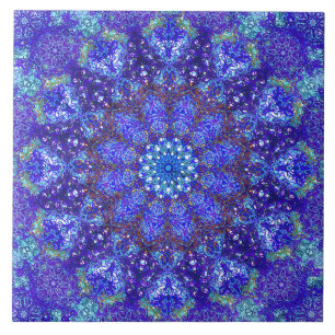 Romantische blauw-gekleurde mandala ornament arabe tegeltje
