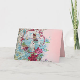 ROMANTISCHE, BLAUW ROZE BLOEMIGE ROZEN MET DUIF FEESTDAGEN KAART
