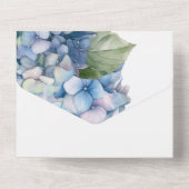 Romantische Blauwe Aquarel Hortensia Bloemen All In One Uitnodiging (Achterkant)