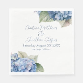 Romantische Blauwe Aquarel Hortensia Bloemen Servet
