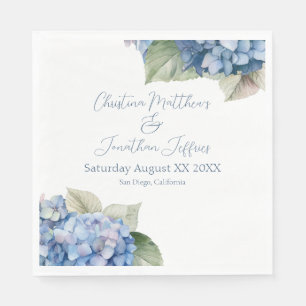 Romantische Blauwe Aquarel Hortensia Bloemen Servet