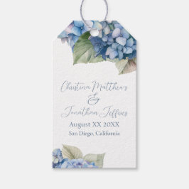 Romantische Blauwe Aquarel Hydrangea Bloemen Cadeaulabel