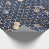 -Romantische blauwe-bijenbloemen Cadeaupapier (Hoek)