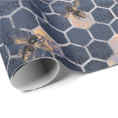 -Romantische blauwe-bijenbloemen Cadeaupapier (Rol Hoek)