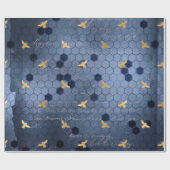 -Romantische blauwe-bijenbloemen Cadeaupapier (Vlak)