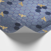 -Romantische blauwe-bijenbloemen Cadeaupapier (Hoek)