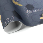 -Romantische blauwe-bijenbloemen Cadeaupapier (Rol Hoek)