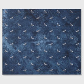 -Romantische blauwe-bijenbloemen Cadeaupapier (Vlak)