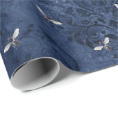 -Romantische blauwe-bijenbloemen Cadeaupapier (Rol Hoek)