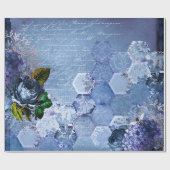 -Romantische blauwe-bijenbloemen Cadeaupapier (Vlak)