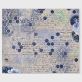 -Romantische blauwe-bijenbloemen Cadeaupapier (Vlak)